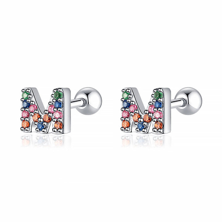 Colourful Letter Earrings - Letria-M-Silver-State of Style