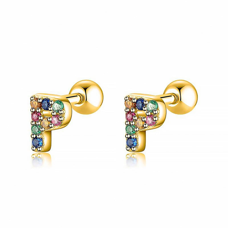 Colourful Letter Earrings - Letria-P-Gold-State of Style