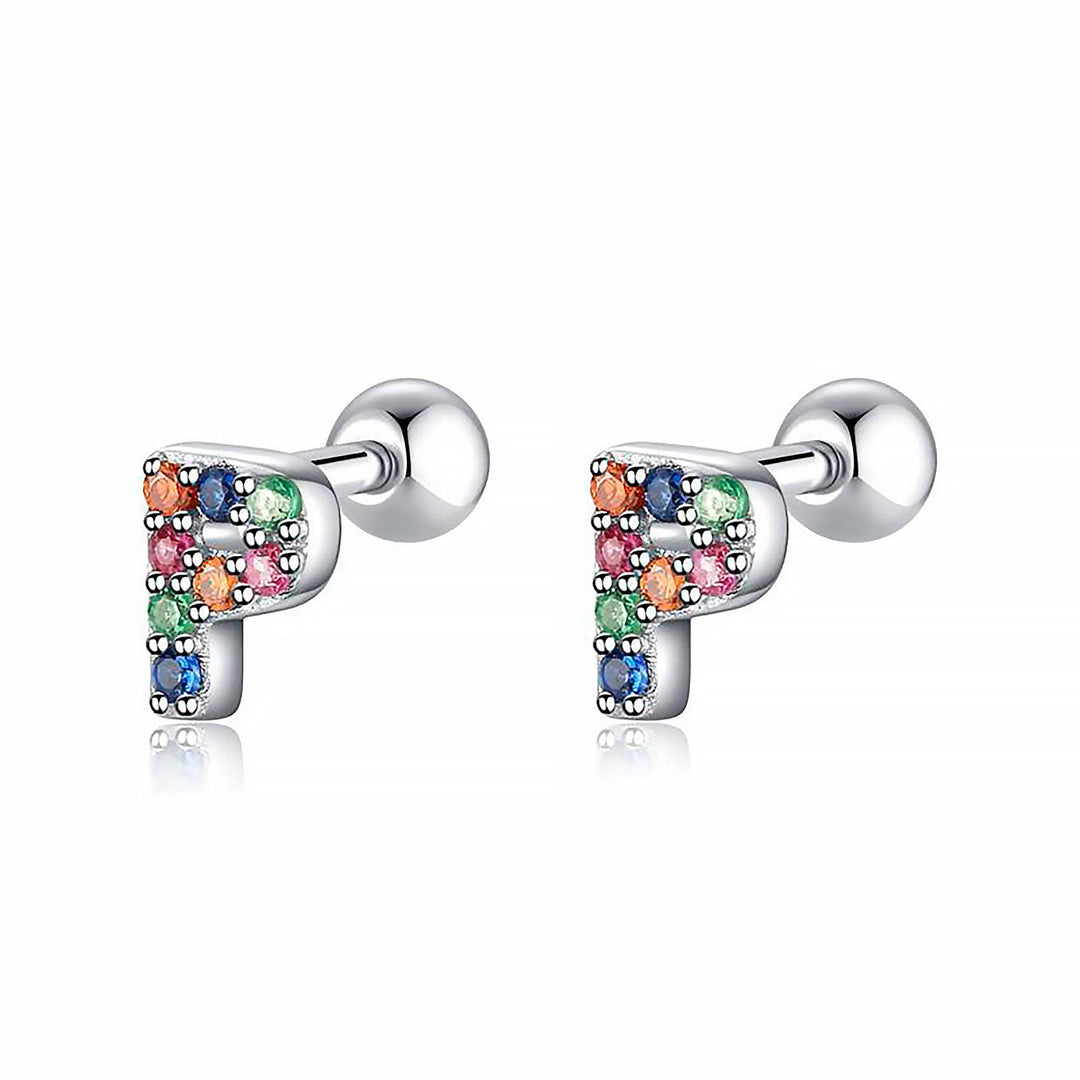 Colourful Letter Earrings - Letria-P-Silver-State of Style