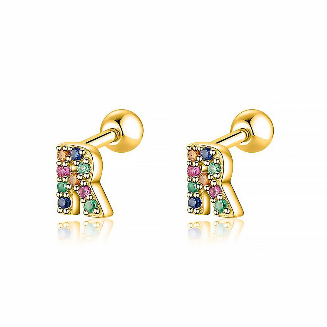 Colourful Letter Earrings - Letria-R-Gold-State of Style