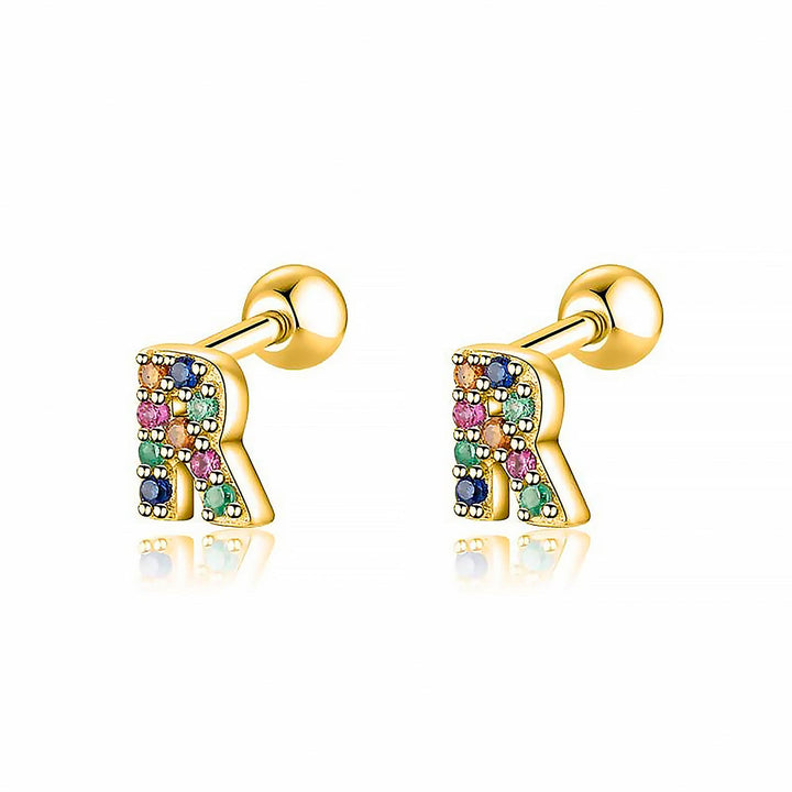 Colourful Letter Earrings - Letria-R-Gold-State of Style