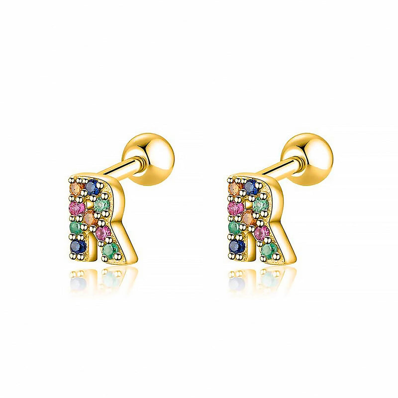 Colourful Letter Earrings - Letria-R-Gold-State of Style