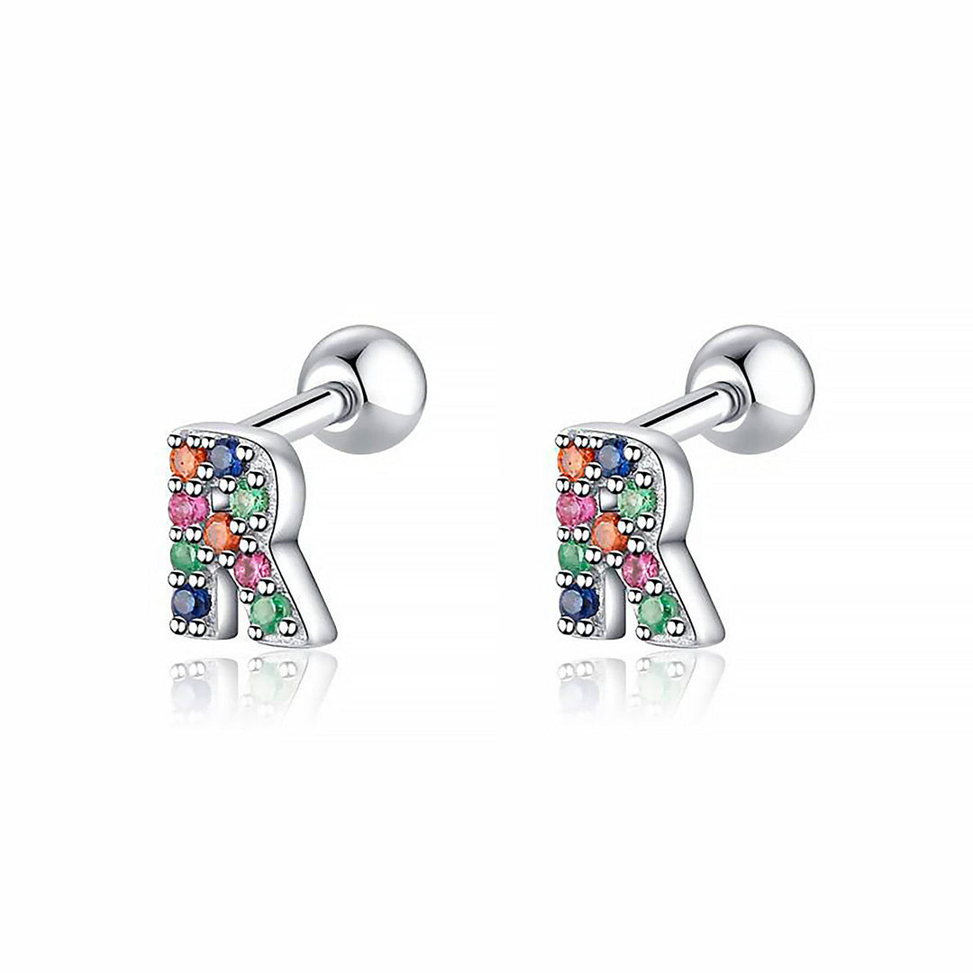 Colourful Letter Earrings - Letria-R-Silver-State of Style