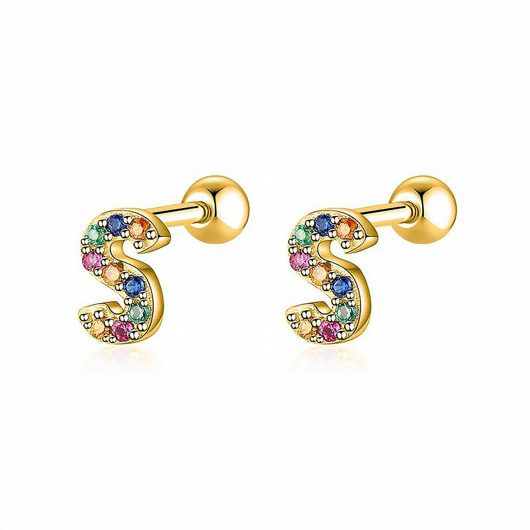 Colourful Letter Earrings - Letria-S-Gold-State of Style