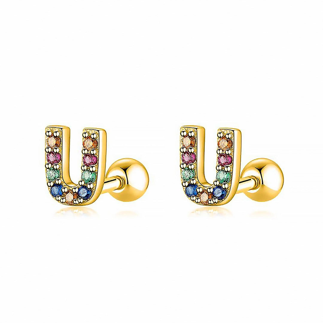 Colourful Letter Earrings - Letria-U-Gold-State of Style