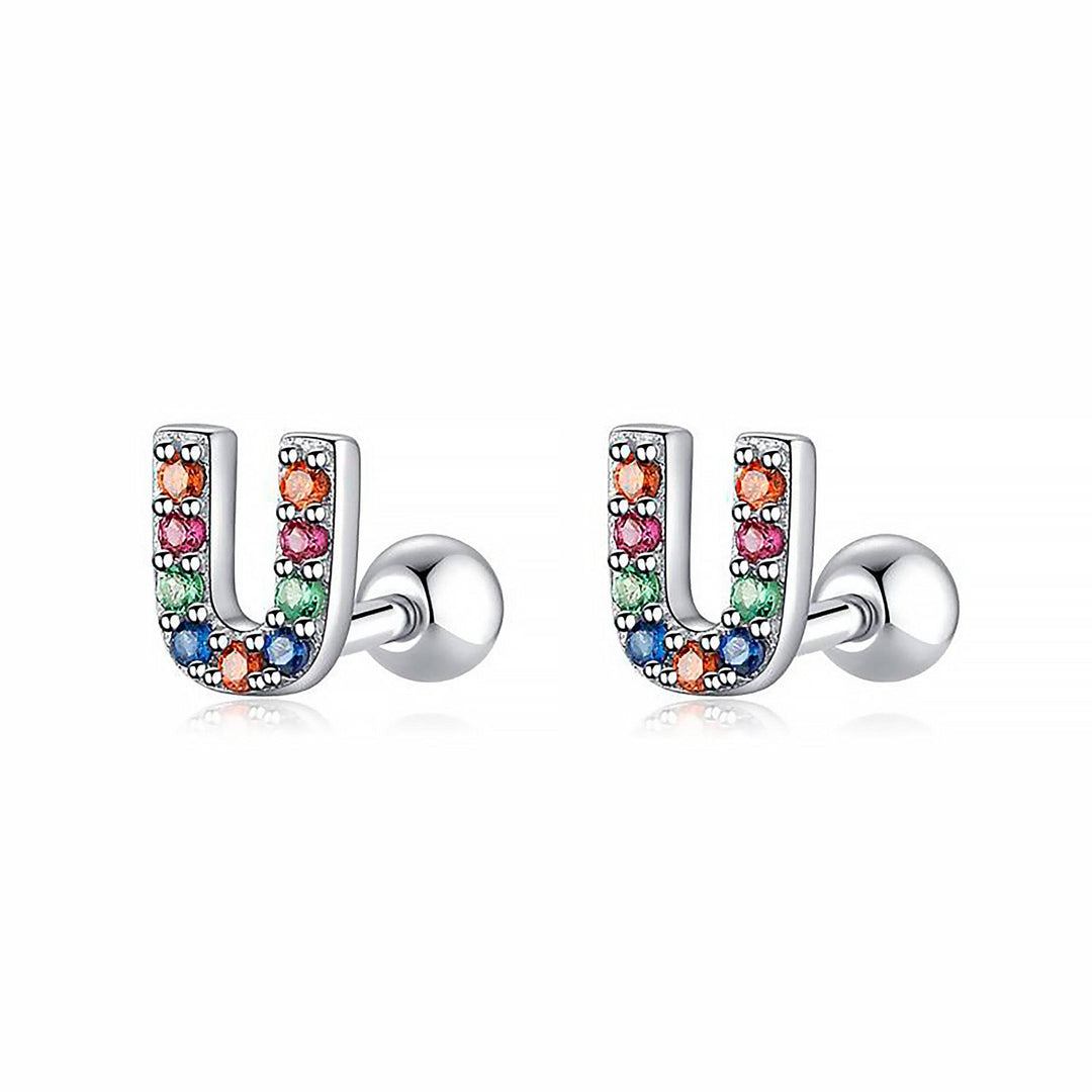 Colourful Letter Earrings - Letria-U-Silver-State of Style