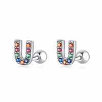 Colourful Letter Earrings - Letria-U-Silver-State of Style
