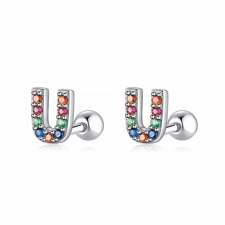 Colourful Letter Earrings - Letria-U-Silver-State of Style