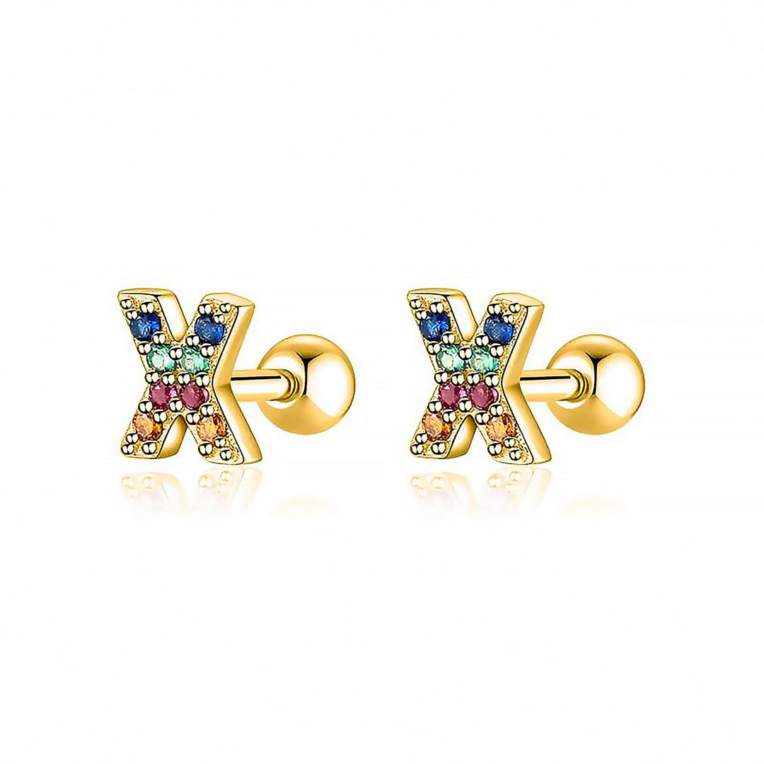 Colourful Letter Earrings - Letria-X-Gold-State of Style