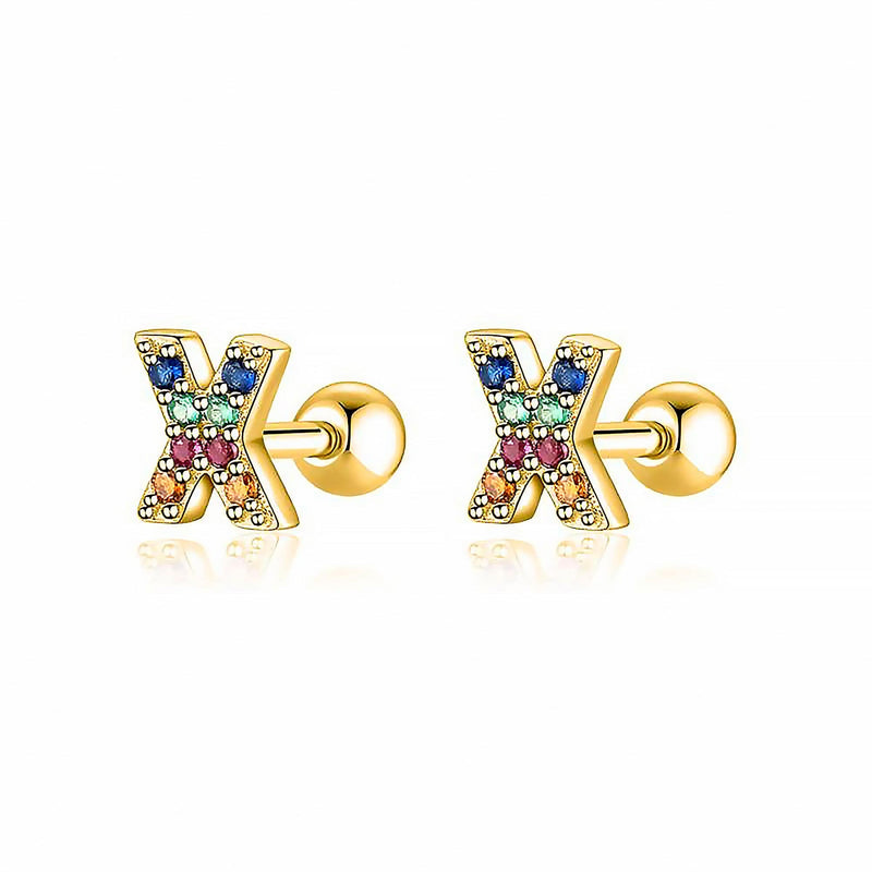 Colourful Letter Earrings - Letria-X-Gold-State of Style