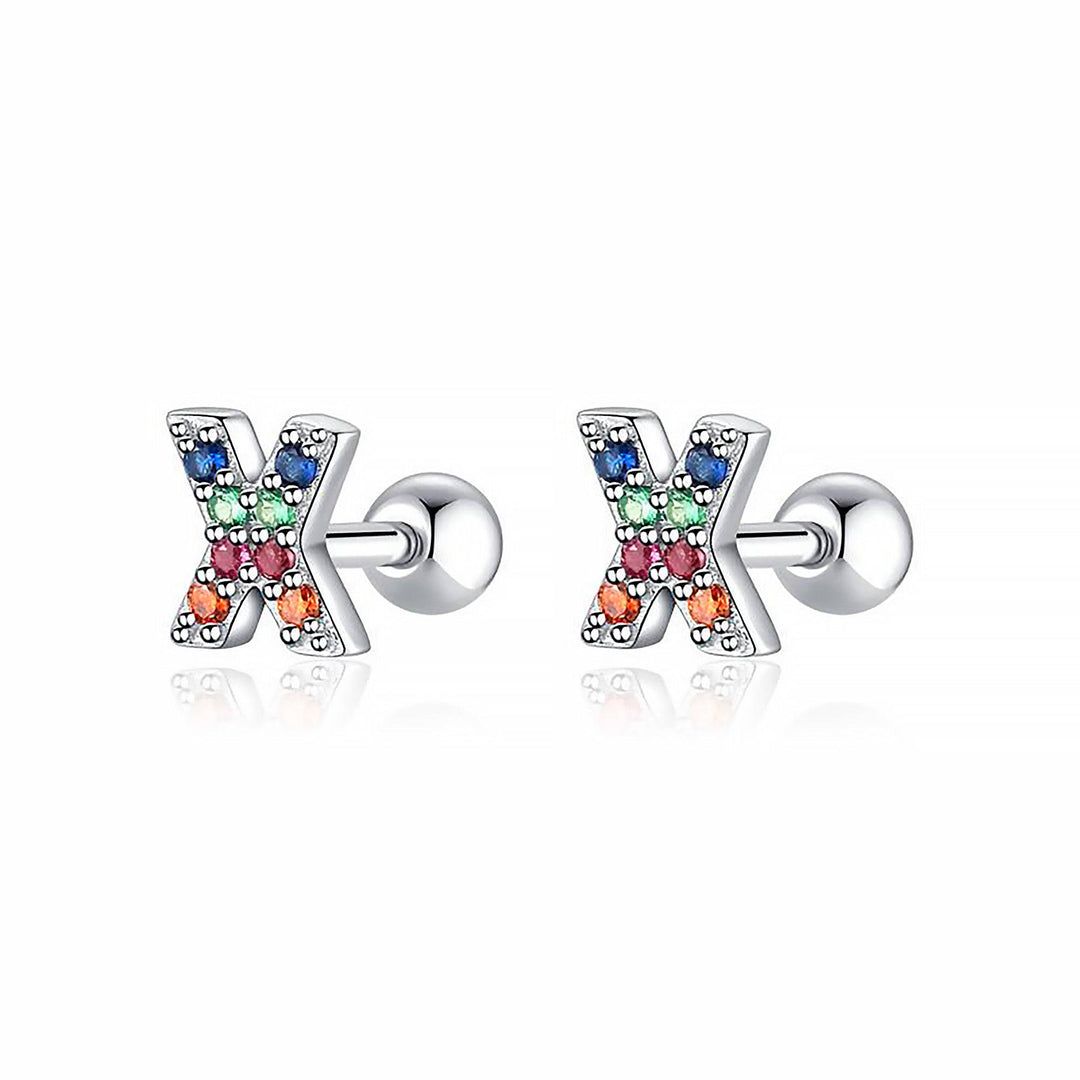 Colourful Letter Earrings - Letria-X-Silver-State of Style