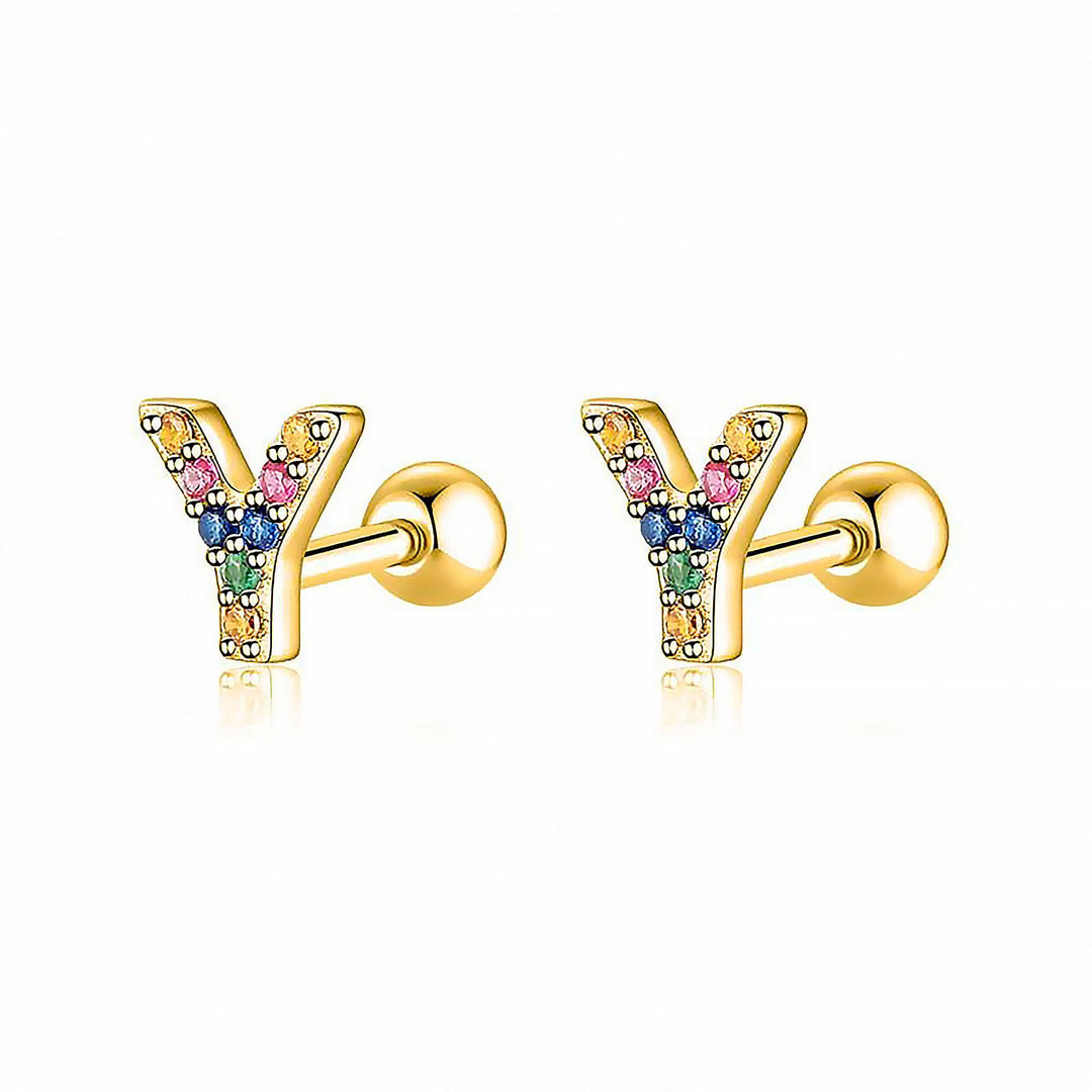 Colourful Letter Earrings - Letria-Y-Gold-State of Style