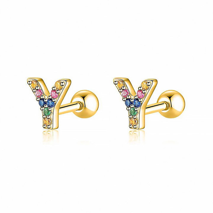 Colourful Letter Earrings - Letria-Y-Gold-State of Style