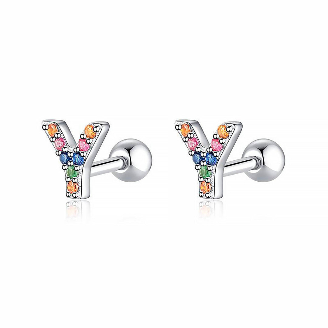 Colourful Letter Earrings - Letria-Y-Silver-State of Style