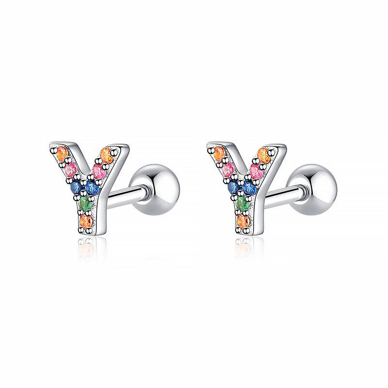 Colourful Letter Earrings - Letria-Y-Silver-State of Style