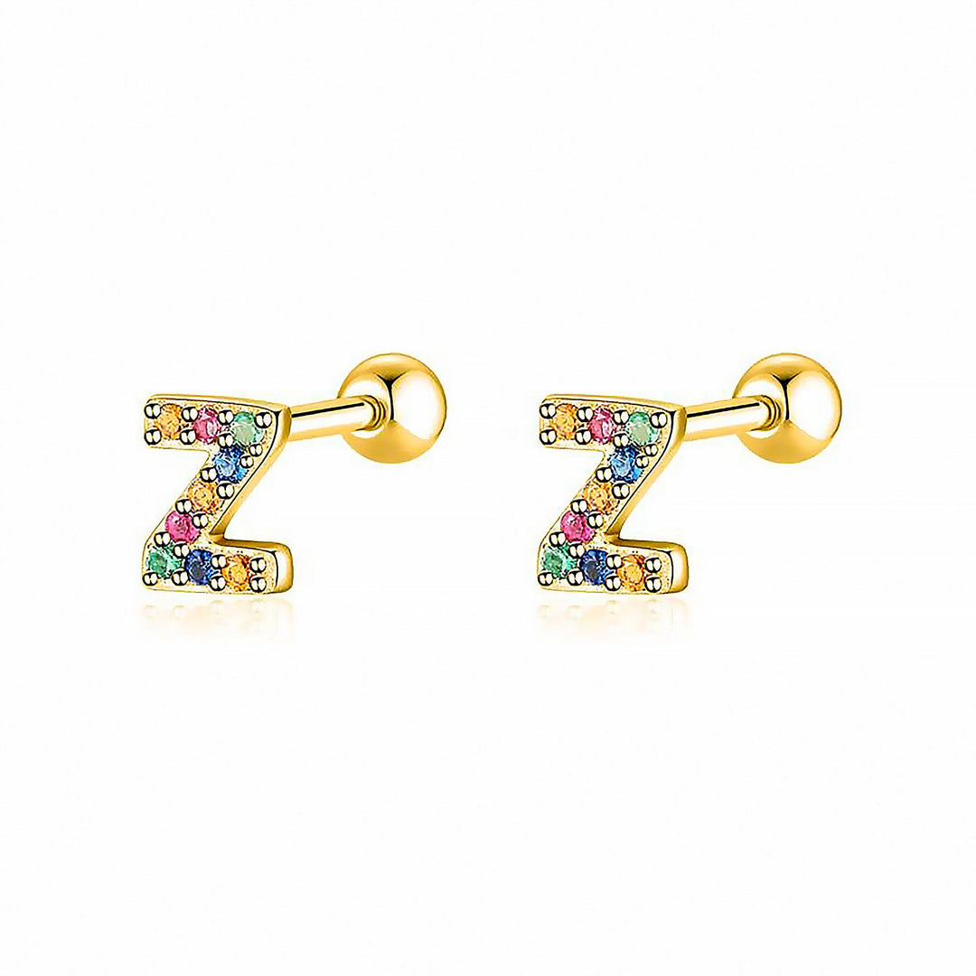Colourful Letter Earrings - Letria-Z-Gold-State of Style