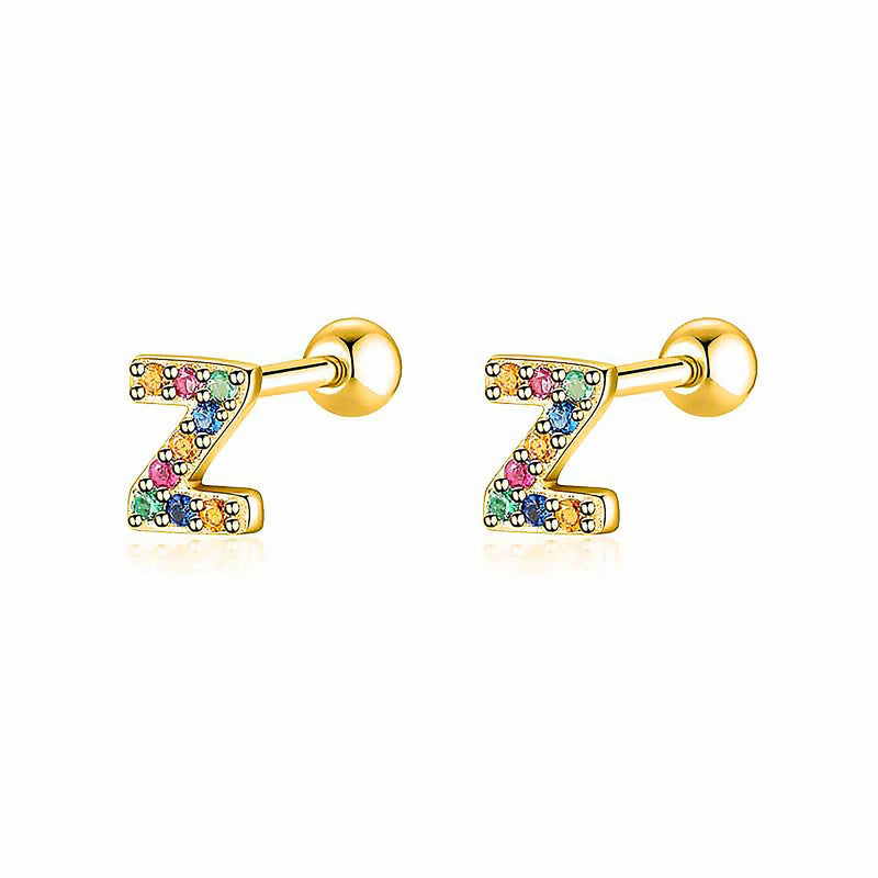 Colourful Letter Earrings - Letria-Z-Gold-State of Style