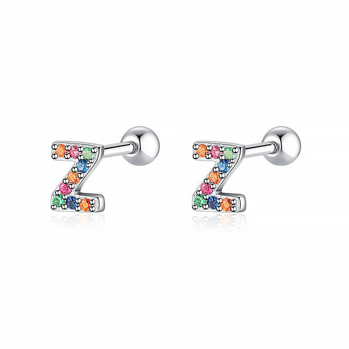 Colourful Letter Earrings - Letria-Z-Silver-State of Style