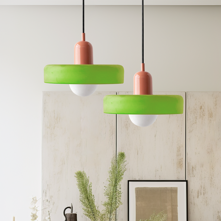 Colourful Pendant Lamp in Bauhaus Style - StiloGlas-Pink-Icy Green-25 x 18 cm-State of Style