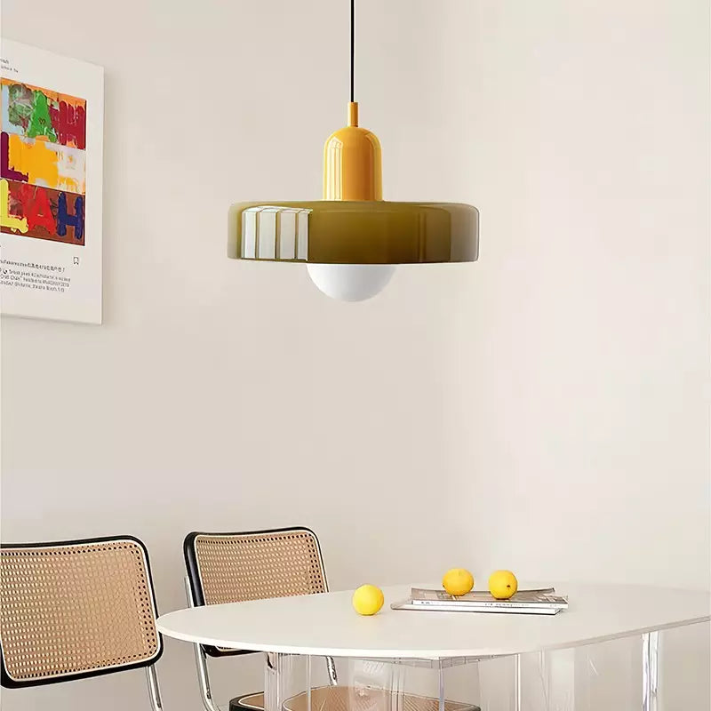 Colourful Pendant Lamp in Bauhaus Style - StiloGlas-Red-Green-25 x 18 cm-State of Style