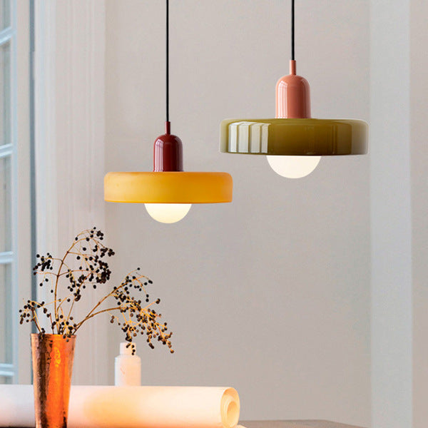 Colourful Pendant Lamp in Bauhaus Style - StiloGlas-Red-Green-25 x 18 cm-State of Style