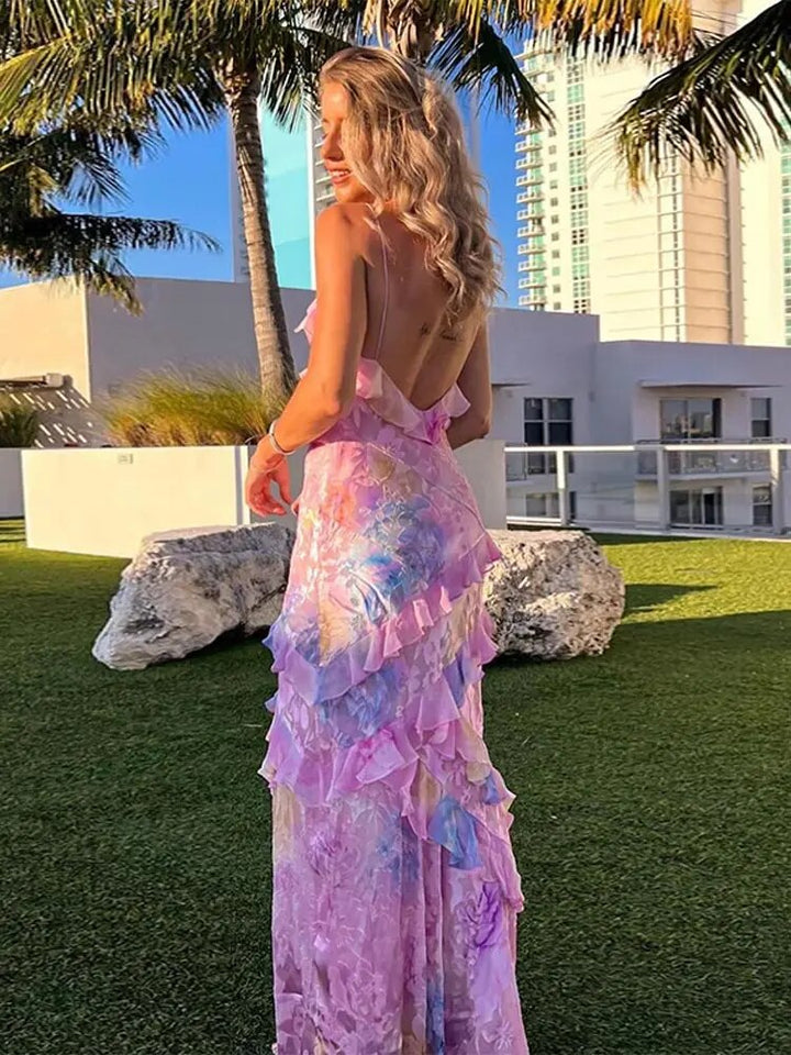 Colourful Summer Dress with Ruffles – Liora-Pink-S-State of Style