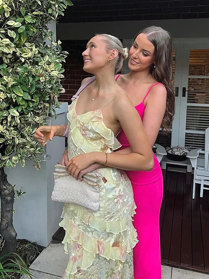 Colourful Summer Dress with Ruffles – Liora-Pink-S-State of Style