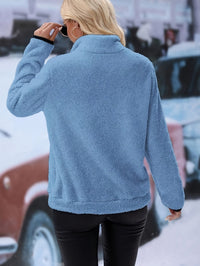 Colourful Sweatshirt with Half Zip - Vera-White-S-State of Style