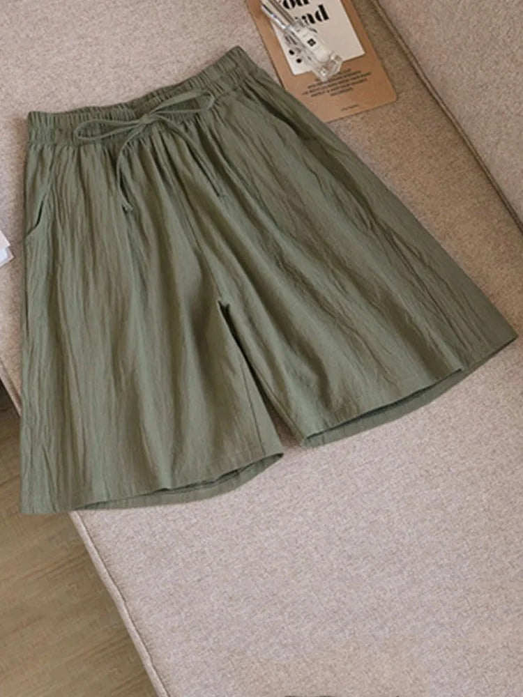 Comfortable & Airy Women's Cotton Shorts with Stretch Waistband – Melina-Gray-M-State of Style