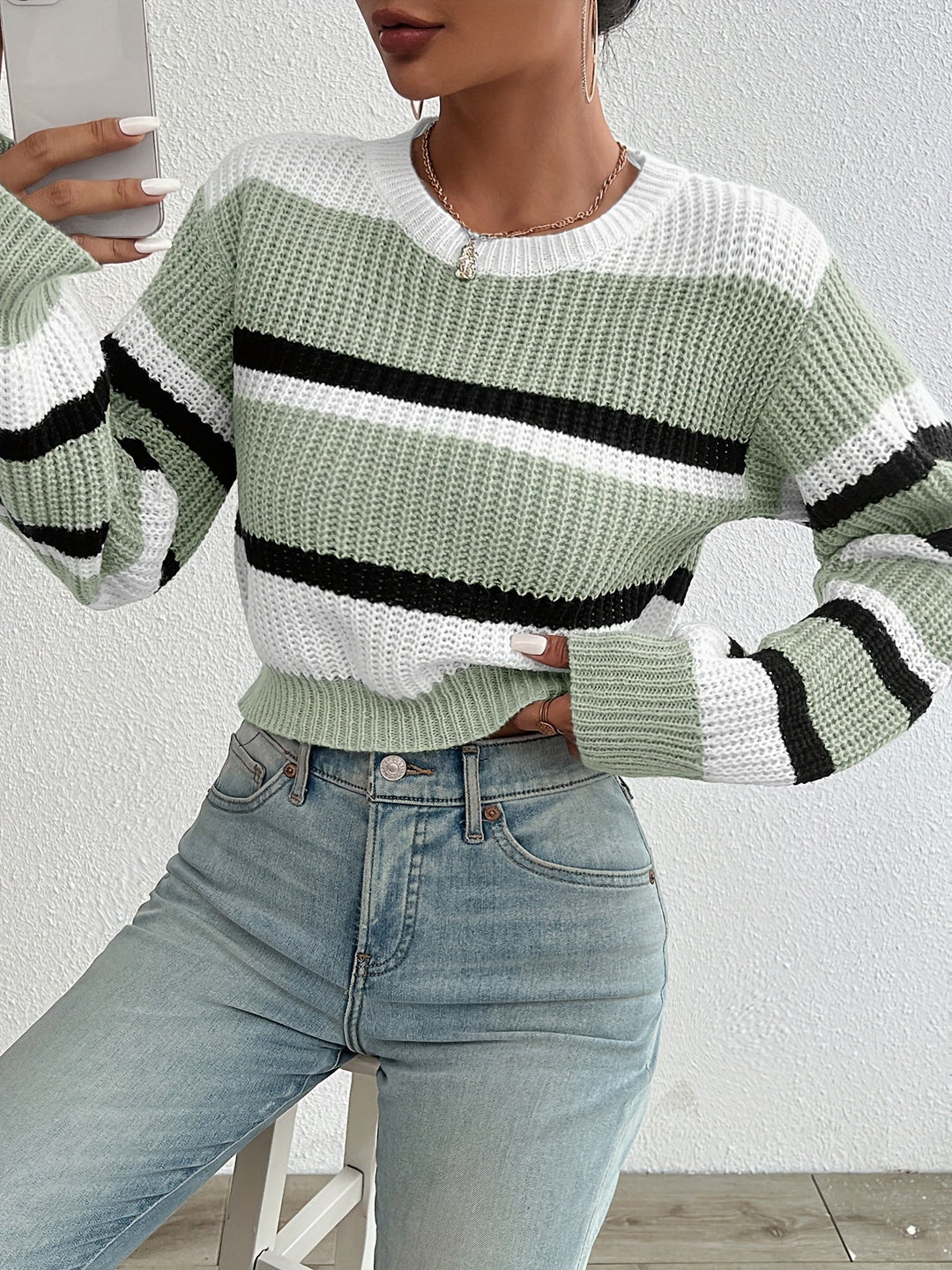 Comfortable and Stylish Knitted Sweater - Sienna-Blue-S-State of Style