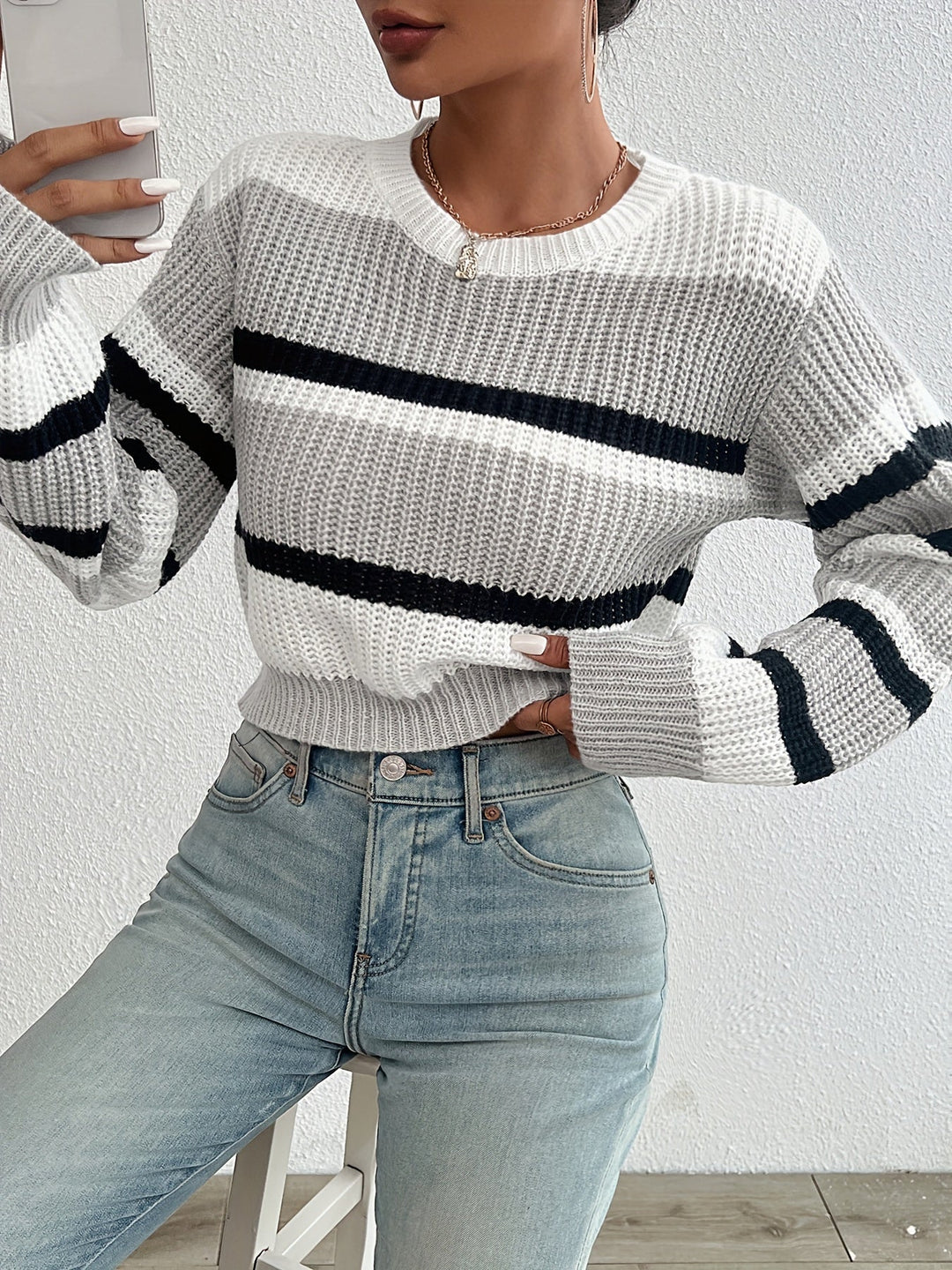 Comfortable and Stylish Knitted Sweater - Sienna-Grey-S-State of Style
