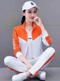 Comfortable and Stylish Women's Tracksuit - Sabine-Orange - White-M-State of Style