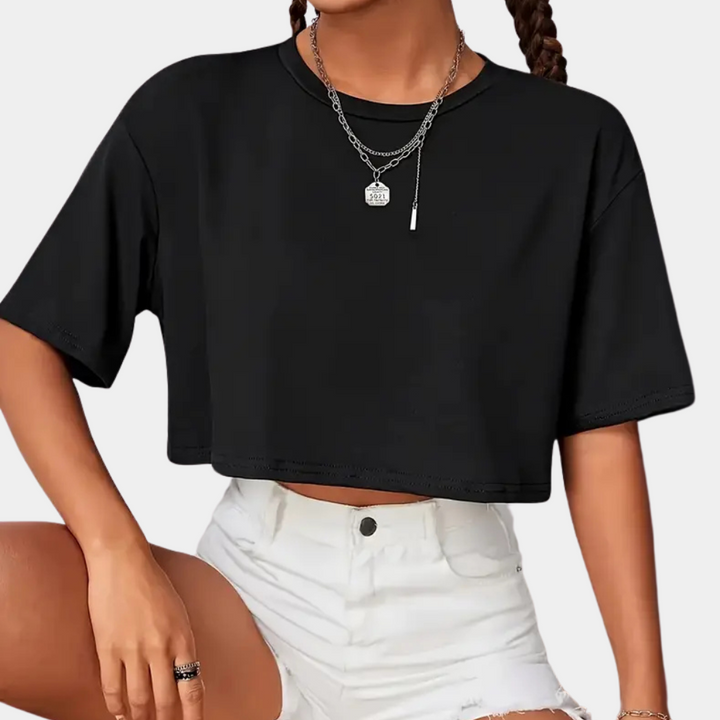 Comfortable Black T-shirt for Women - Livia-XS-State of Style