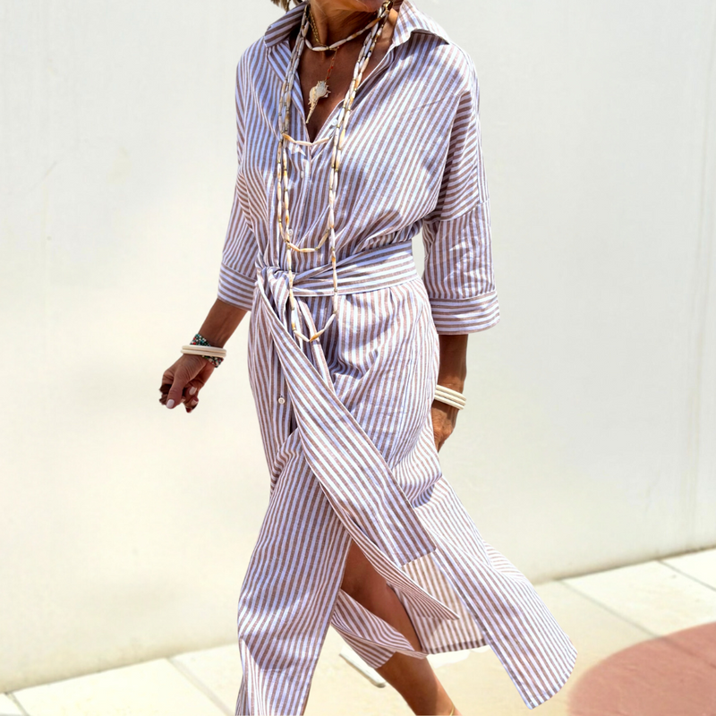 Comfortable Button-Down Dress - Noa-Grey-2XS-State of Style