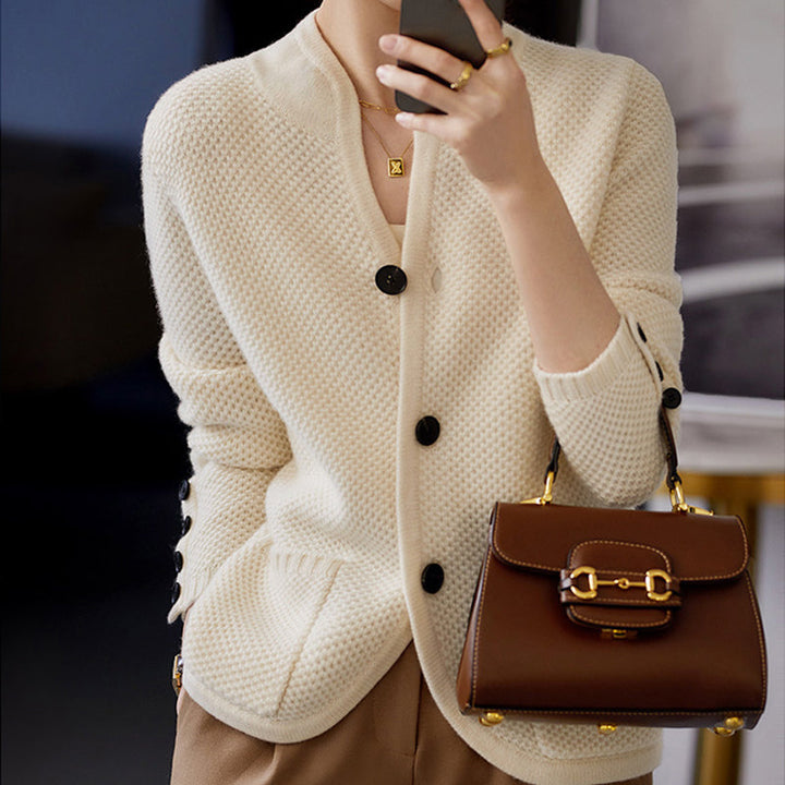 Comfortable Cashmere Ladies Cardigan - Isabella-Beige-M-State of Style
