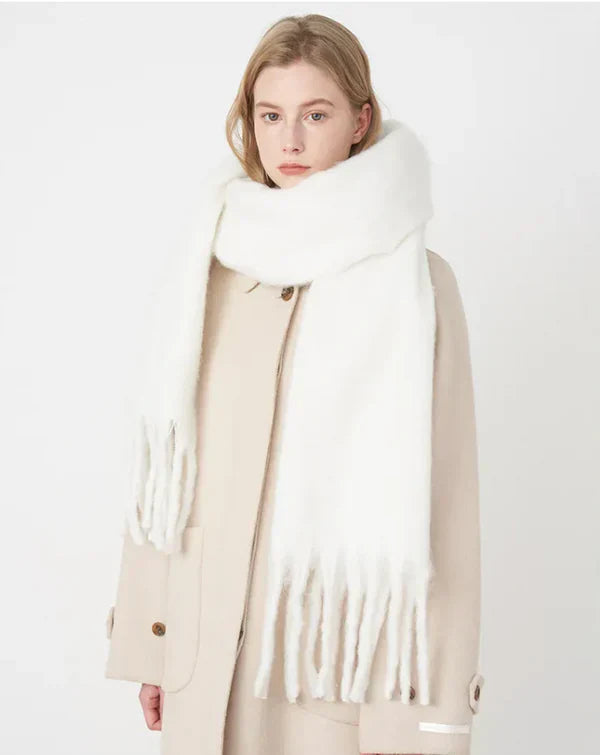 Comfortable Cashmere Scarf for Women - Eloise-White-State of Style