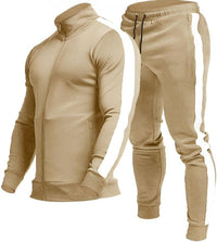 Comfortable Casual Men's Tracksuit - Logan-Khaki/White-S-State of Style