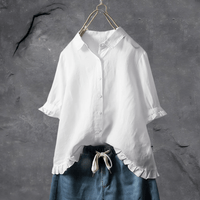 Comfortable Cotton Blouse for Women - Elena-White-M-State of Style