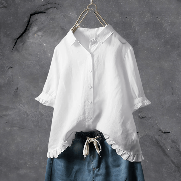 Comfortable Cotton Blouse for Women - Elena-White-M-State of Style
