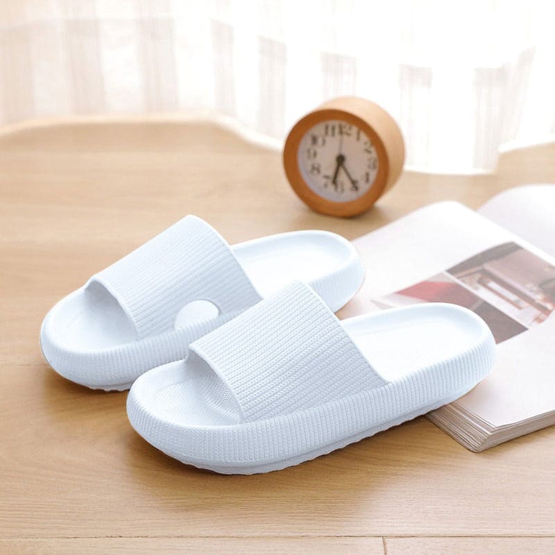 Comfortable Cushioned Slippers - Nora-White-4/4.5-State of Style