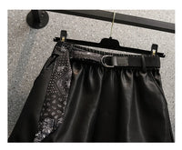 Comfortable Faux Leather Shorts with Elastic Waistband for Women-Green-2XL-State of Style