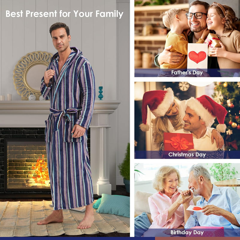 Comfortable Flannel Men's Bathrobe - James-Black-S/M-State of Style