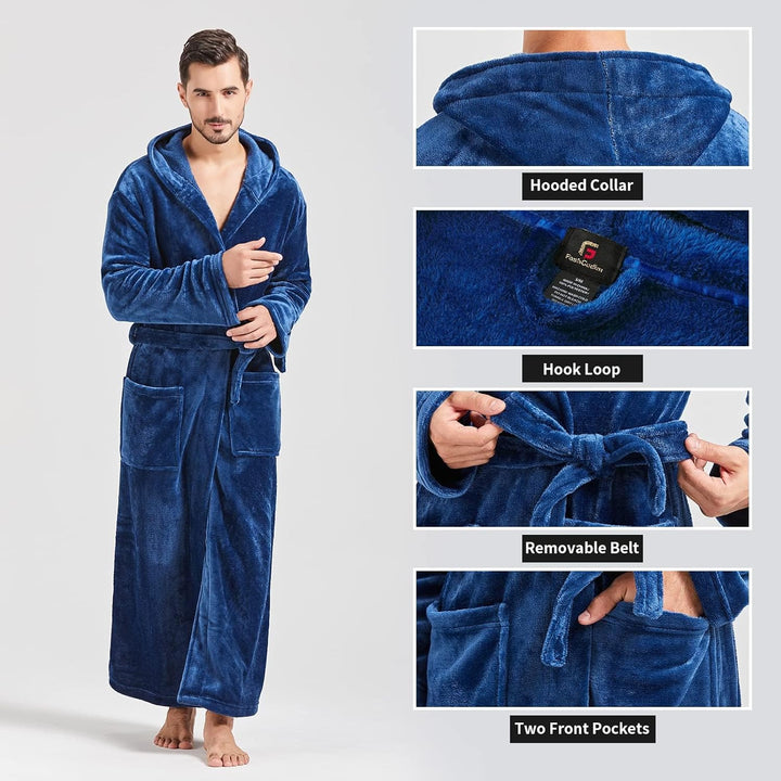 Comfortable Flannel Men's Bathrobe - James-Black-S/M-State of Style