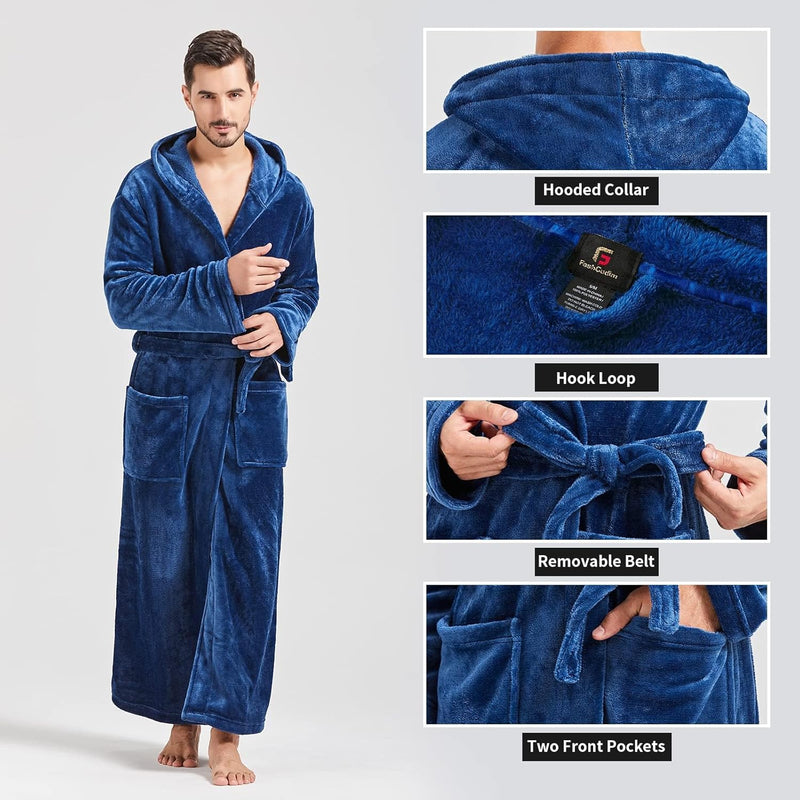 Comfortable Flannel Men's Bathrobe - James-Black-S/M-State of Style