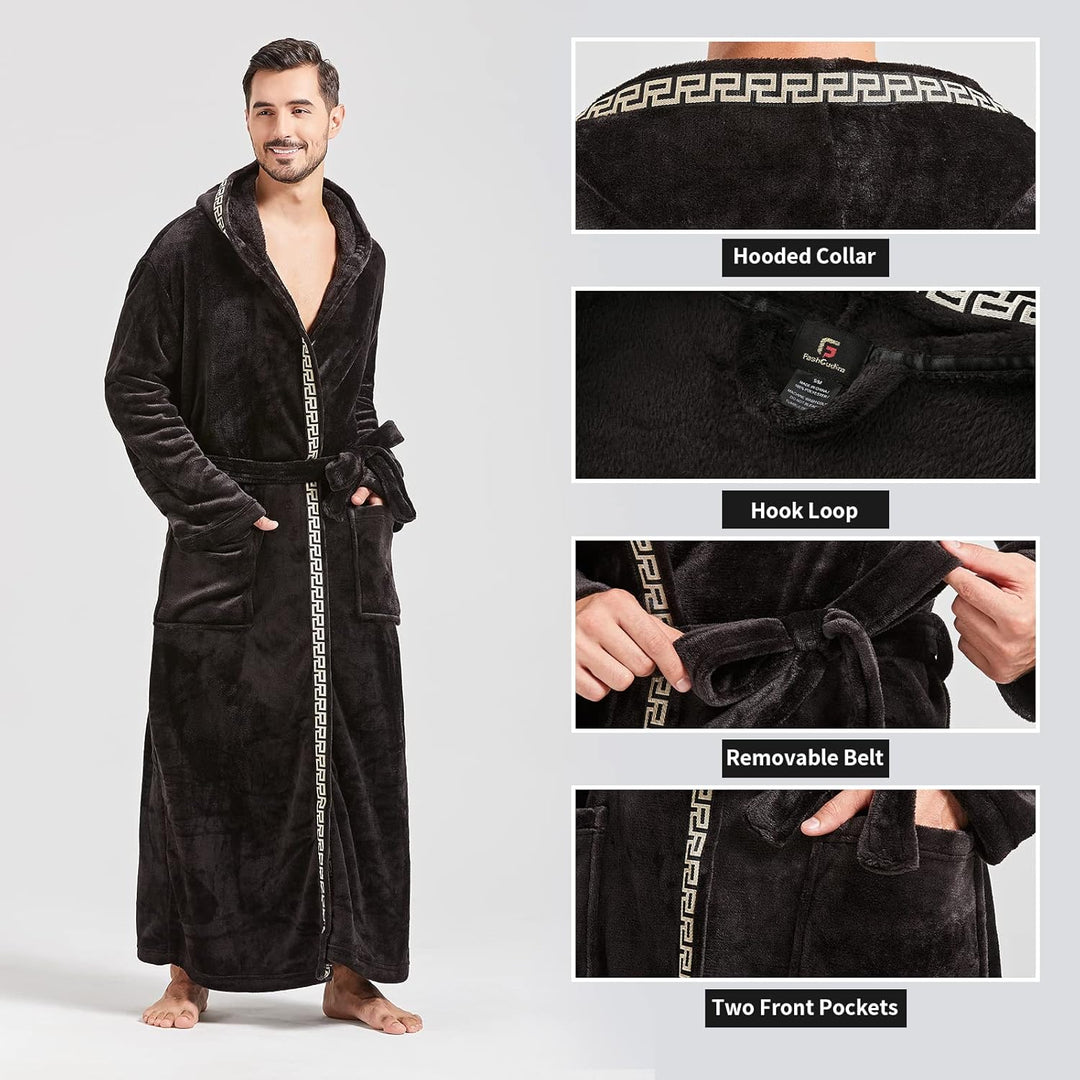 Comfortable Flannel Men's Bathrobe - James-Black-S/M-State of Style