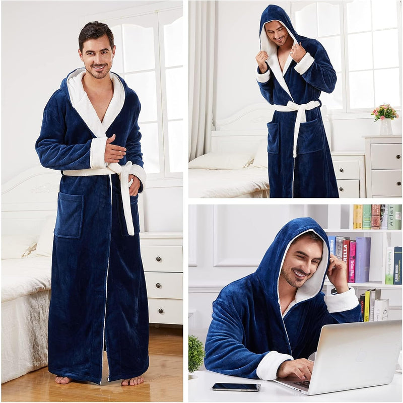 Comfortable Flannel Men's Bathrobe - James-Black-S/M-State of Style