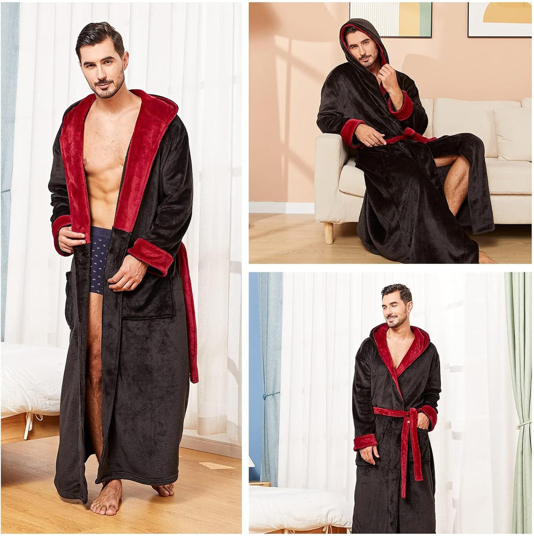 Comfortable Flannel Men's Bathrobe - James-Black-S/M-State of Style