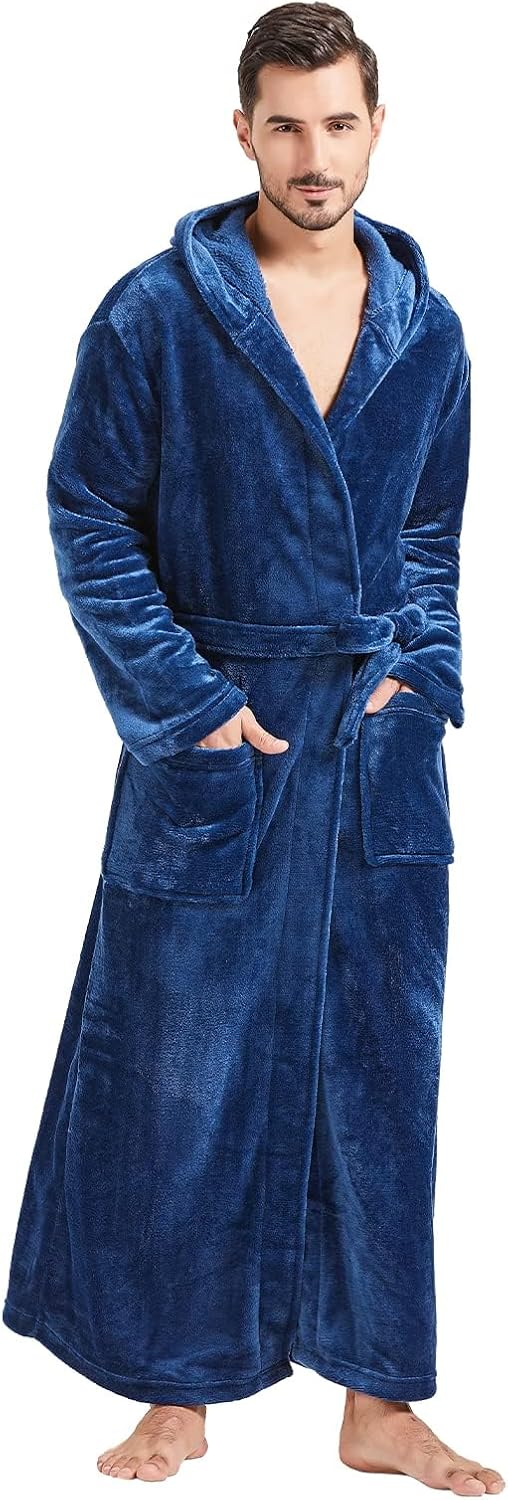 Comfortable Flannel Men's Bathrobe - James-Blue-S/M-State of Style