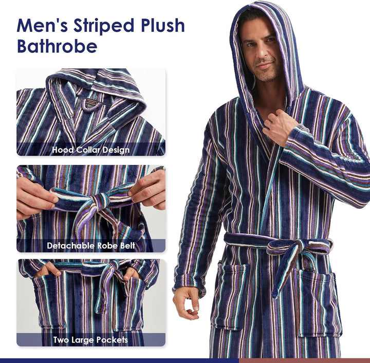 Comfortable Flannel Men's Robe - James-Black-S/M-State of Style