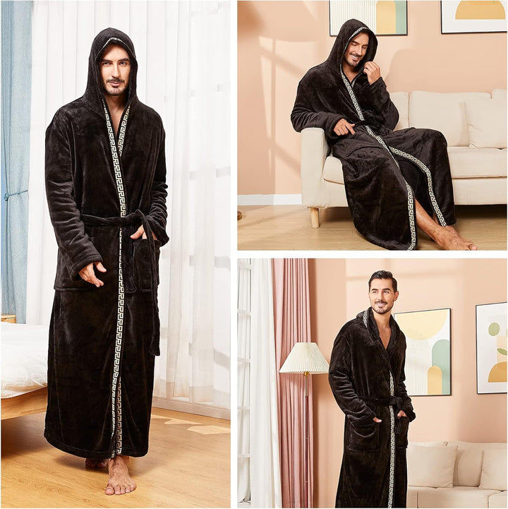 Comfortable Flannel Men's Robe - James-Black-S/M-State of Style